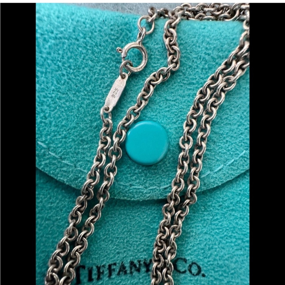 18” Tiffany & Co. Sterling Silver 1(mm) Rolo Link Chain Necklace and Pouch